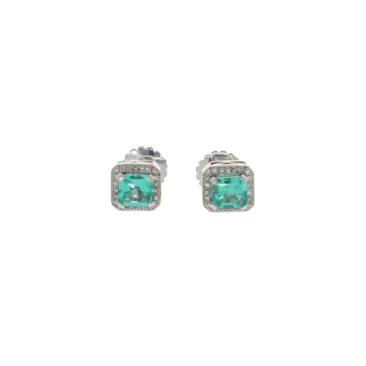 Aros de Platino Esmeralda con Diamantes AR1312054 - Joyería Rometsch