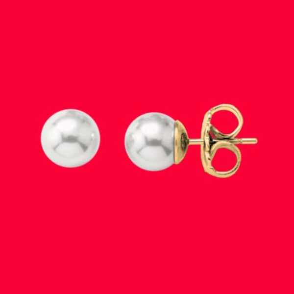 Aros Majorica Cies Perla Dorado 5mm - Joyería Rometsch