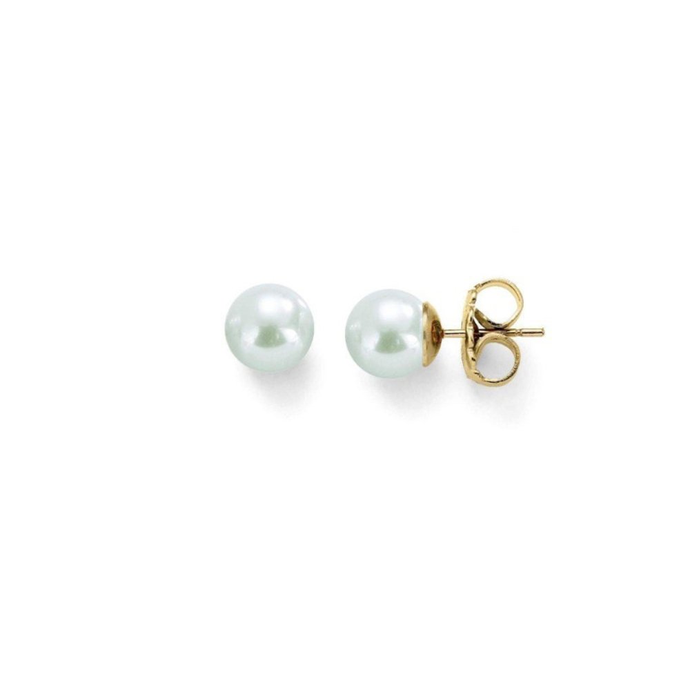 Aros Majorica Lyra Perla Dorado 6mm - Joyería Rometsch
