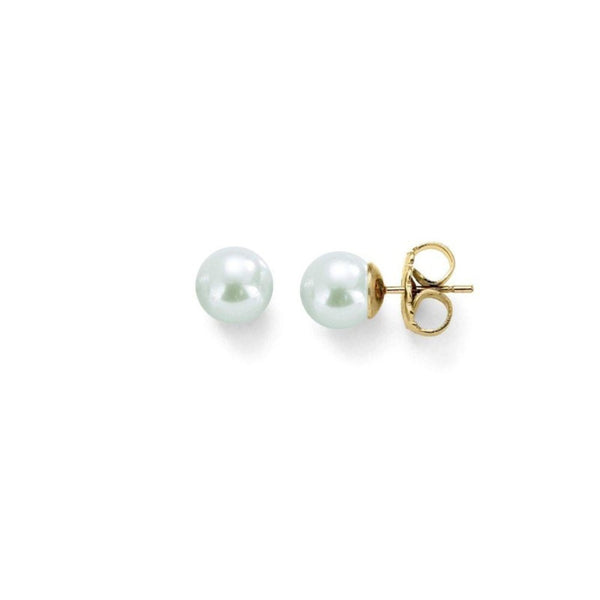 Aros Majorica Lyra Perla Dorado 6mm - Joyería Rometsch