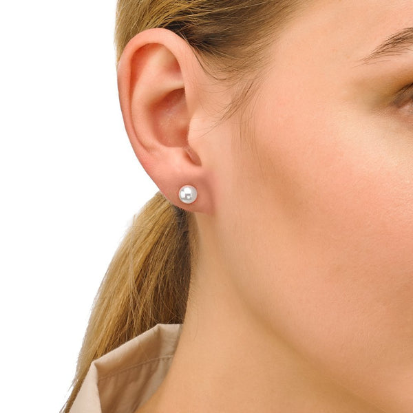 Aros Majorica Lyra Perla Dorado 6mm - Joyería Rometsch
