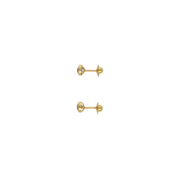 Aros Niña Oro Amarillo y Amatista AR13031 - Joyería Rometsch