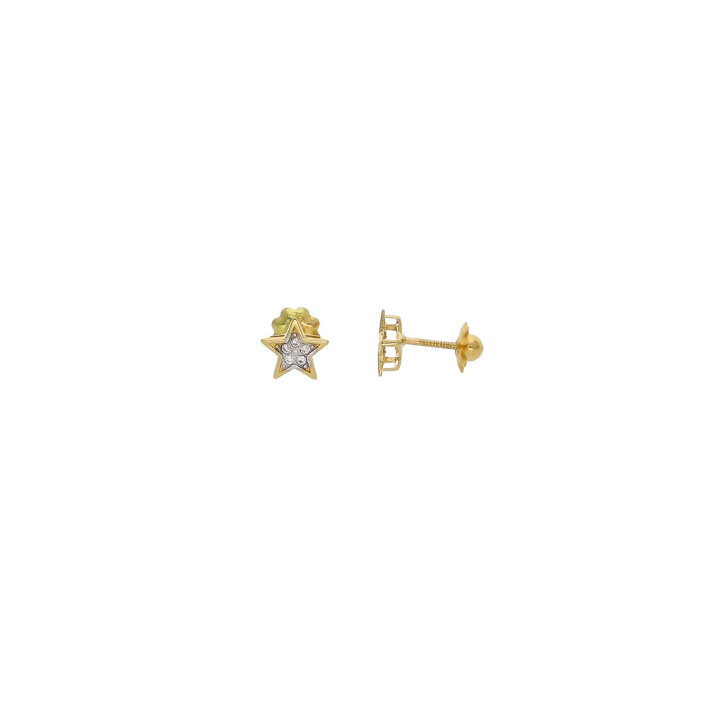 Aros Niña Oro Amarillo y Circones Estrellas AR13035 - Joyería Rometsch