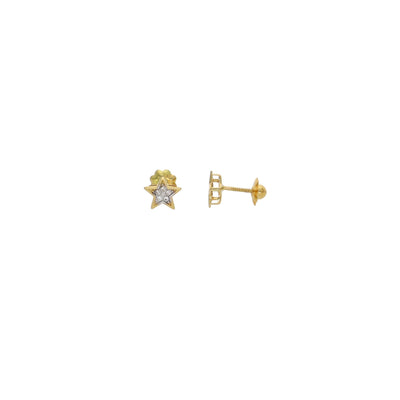 Aros Niña Oro Amarillo y Circones Estrellas AR13035 - Joyería Rometsch