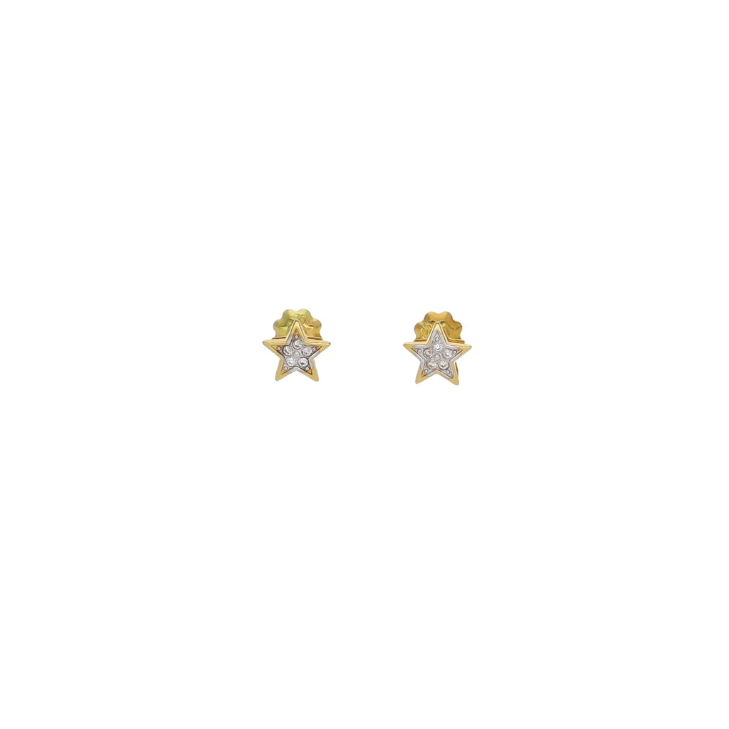 Aros Niña Oro Amarillo y Circones Estrellas AR13035 - Joyería Rometsch