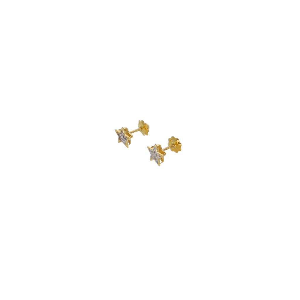 Aros Niña Oro Amarillo y Circones Estrellas AR13035 - Joyería Rometsch