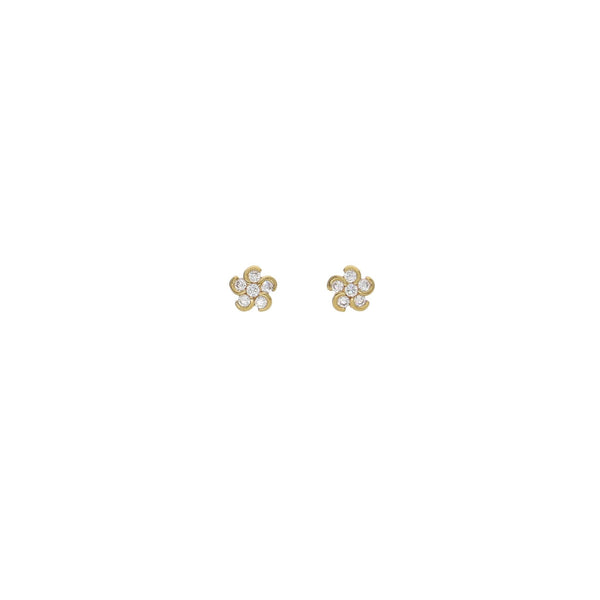 Aros Niña Oro Amarillo y Circones Flor AR13029 - Joyería Rometsch