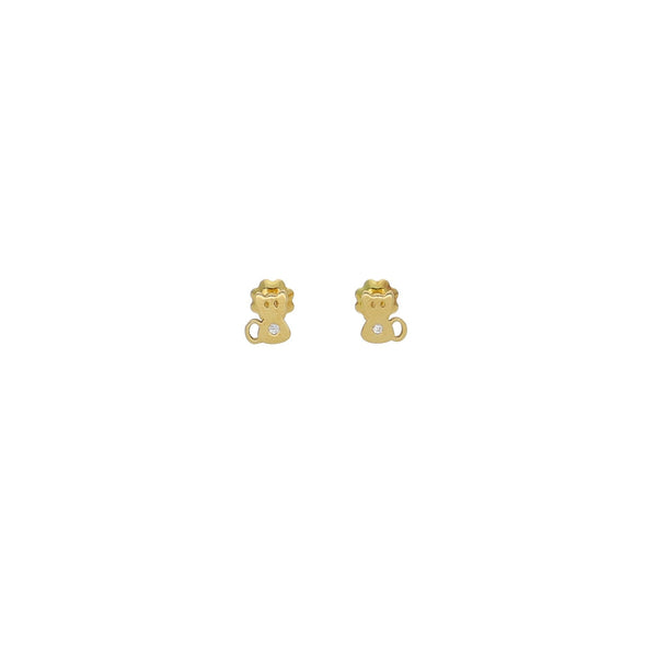 Aros Niña Oro Amarillo y Circones Gato AR13040 - Joyería Rometsch