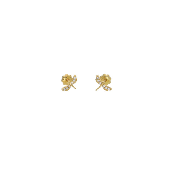 Aros Niña Oro Amarillo y Circones Libélula AR13038 - Joyería Rometsch