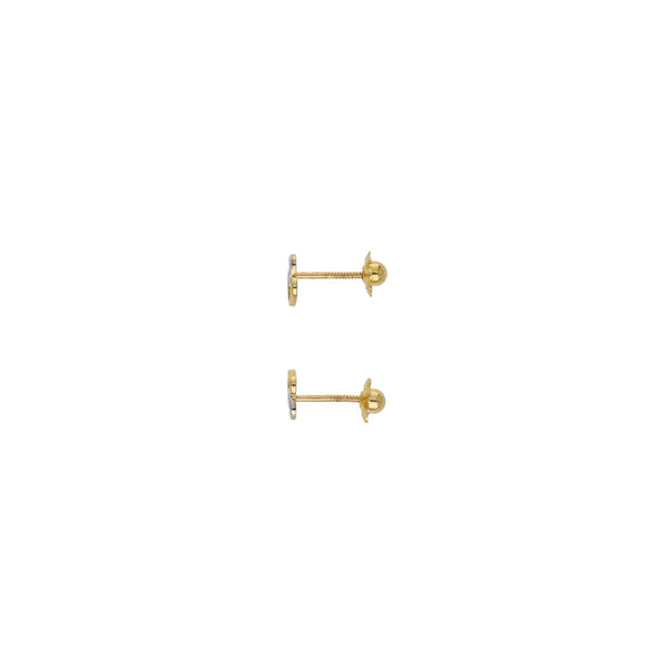 Aros Niña Oro Amarillo y Rodio Corazón Doble AR13019 - Joyería Rometsch
