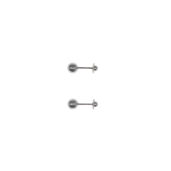 Aros Niña Oro Blanco Bolita 5mm AR13053 - Joyería Rometsch