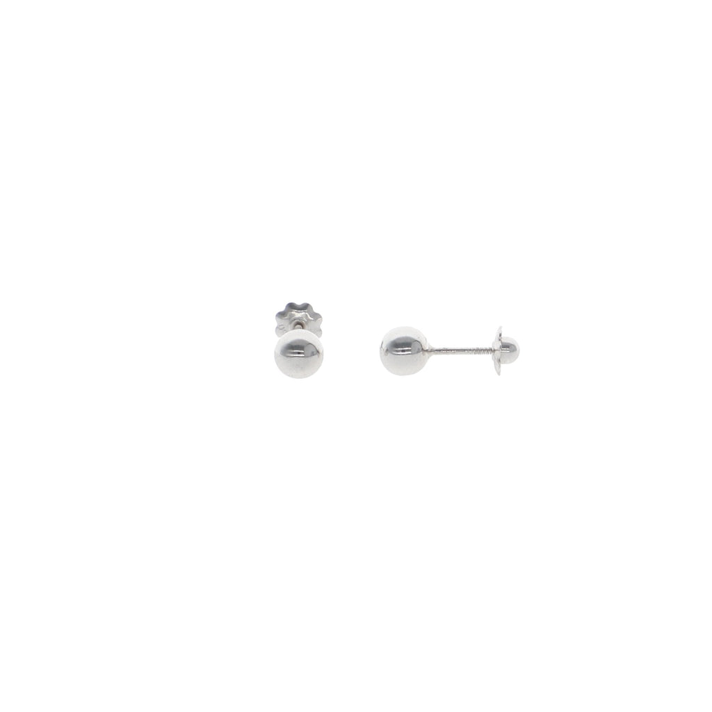 Aros Niña Oro Blanco Bolita 5mm AR13053 - Joyería Rometsch