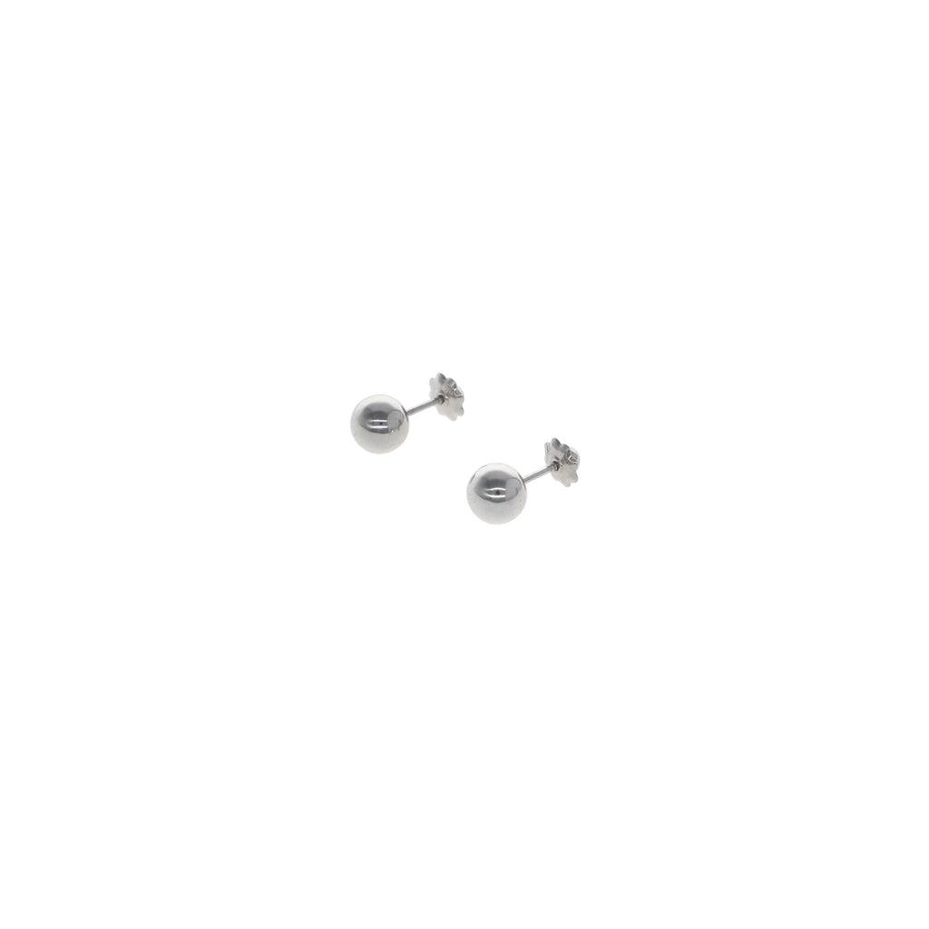 Aros Niña Oro Blanco Bolita 6mm AR13054 - Joyería Rometsch