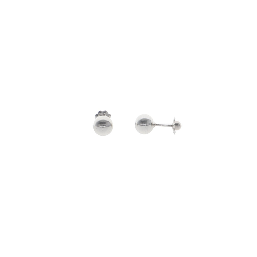 Aros Niña Oro Blanco Bolita 6mm AR13054 - Joyería Rometsch