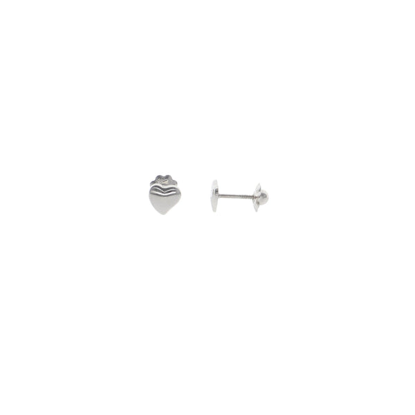 Aros Niña Oro Blanco Corazón AR13052 - Joyería Rometsch