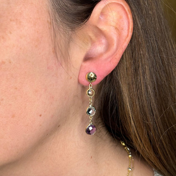 Aros Oro Amarillo Amatista, Topacio Azul y Cuarzo AR12461 - Joyería Rometsch