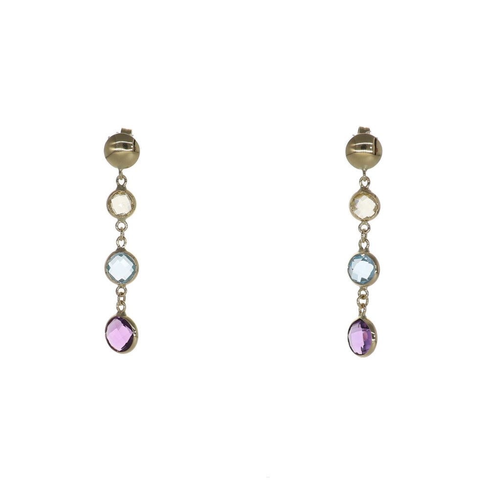 Aros Oro Amarillo Amatista, Topacio Azul y Cuarzo AR12461 - Joyería Rometsch