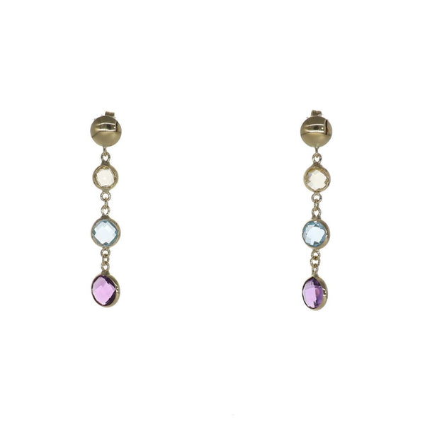 Aros Oro Amarillo Amatista, Topacio Azul y Cuarzo AR12461 - Joyería Rometsch