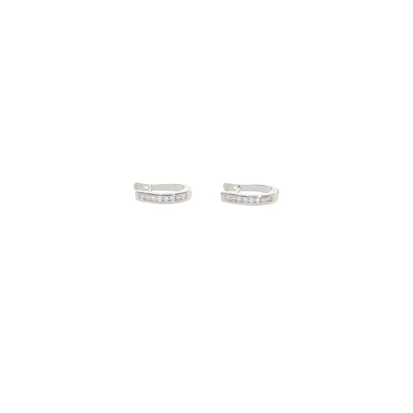 Aros Oro Blanco Argolla y Brillantes AR12856 - Joyería Rometsch