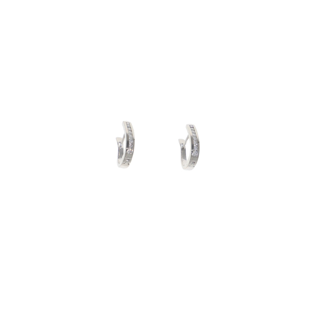 Aros Oro Blanco Argolla y Brillantes AR12856 - Joyería Rometsch