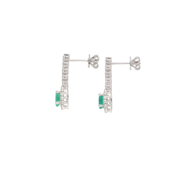 Aros Oro Blanco Esmeralda y Brillantes AR12830 - Joyería Rometsch