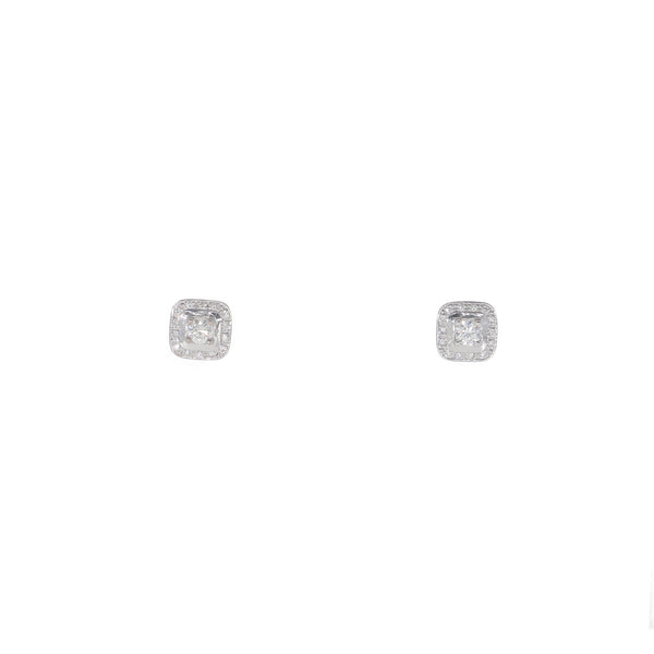 Aros Oro Blanco y Brillantes AR11596 - Joyería Rometsch