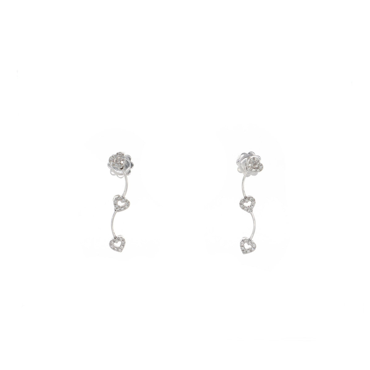 Aros Oro Blanco y Brillantes Corazón AR8615 - Joyería Rometsch