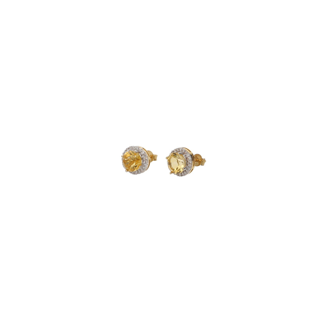 Aros Oro Citrino y Brillantes AR11275 - Joyería Rometsch