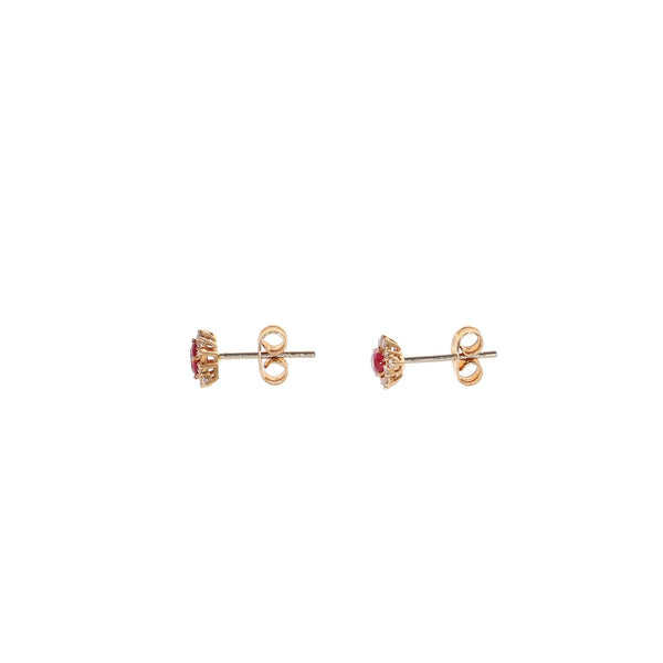Aros Oro Rosa Rubí y Brillantes AR11938 - Joyería Rometsch