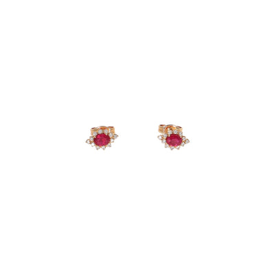 Aros Oro Rosa Rubí y Brillantes AR11938 - Joyería Rometsch