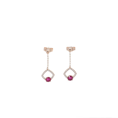 Aros Oro Rosa Rubíes y Brillantes AR11917 - Joyería Rometsch