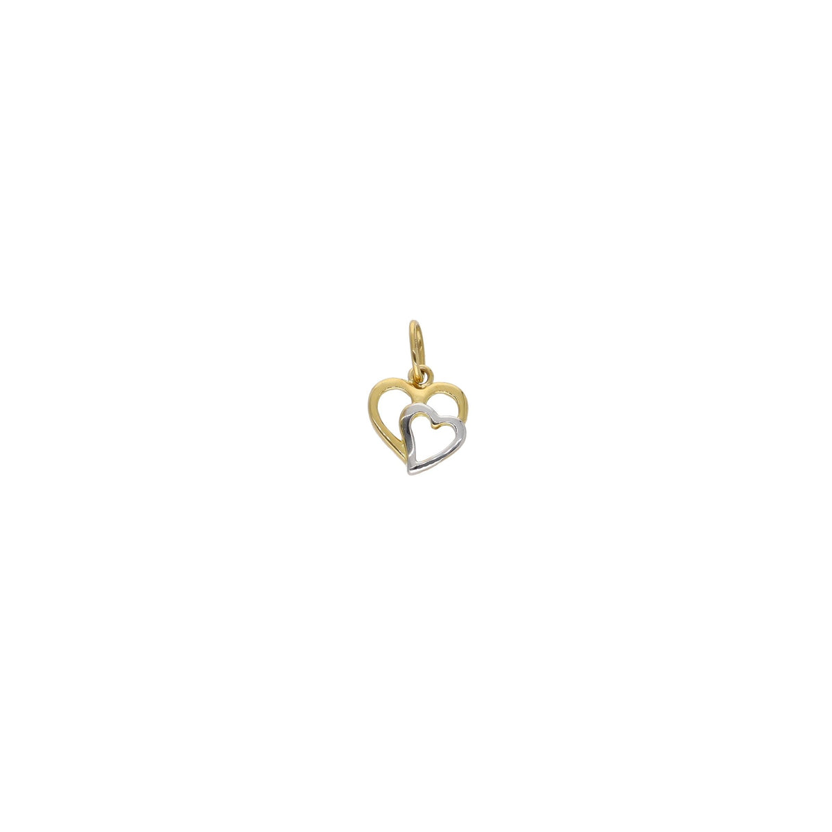 Colgante Oro Amarillo y Rodio Corazones CL13041 - Joyería Rometsch