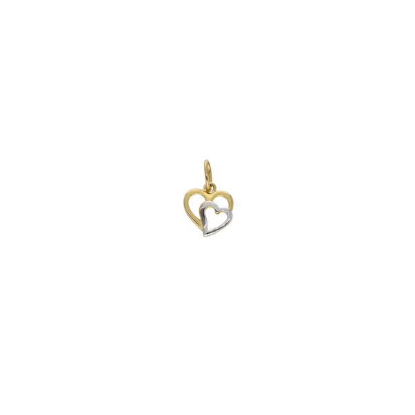 Colgante Oro Amarillo y Rodio Corazones CL13041 - Joyería Rometsch