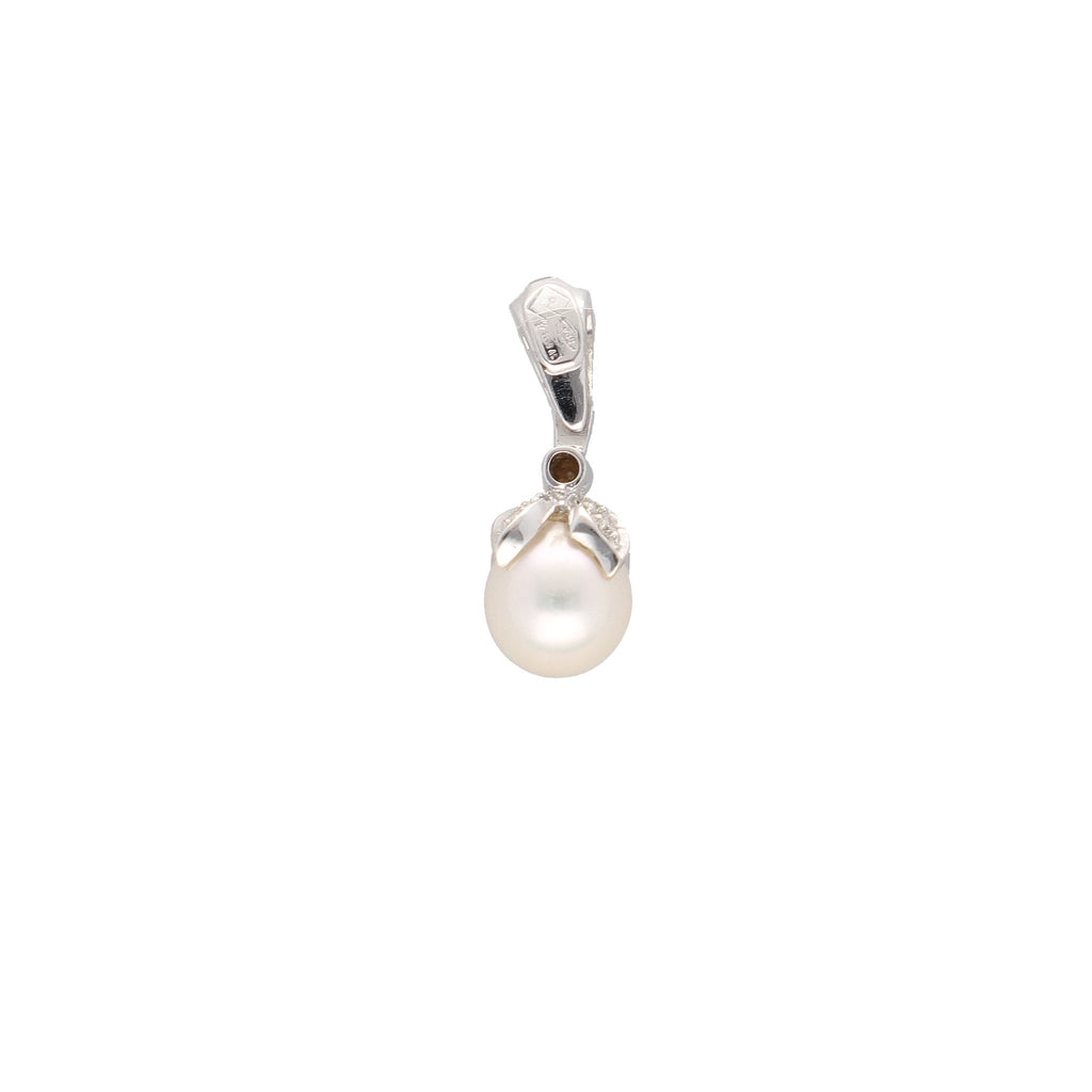 Colgante Oro Blanco Perla y Diamantes, CL10940 - Joyería Rometsch