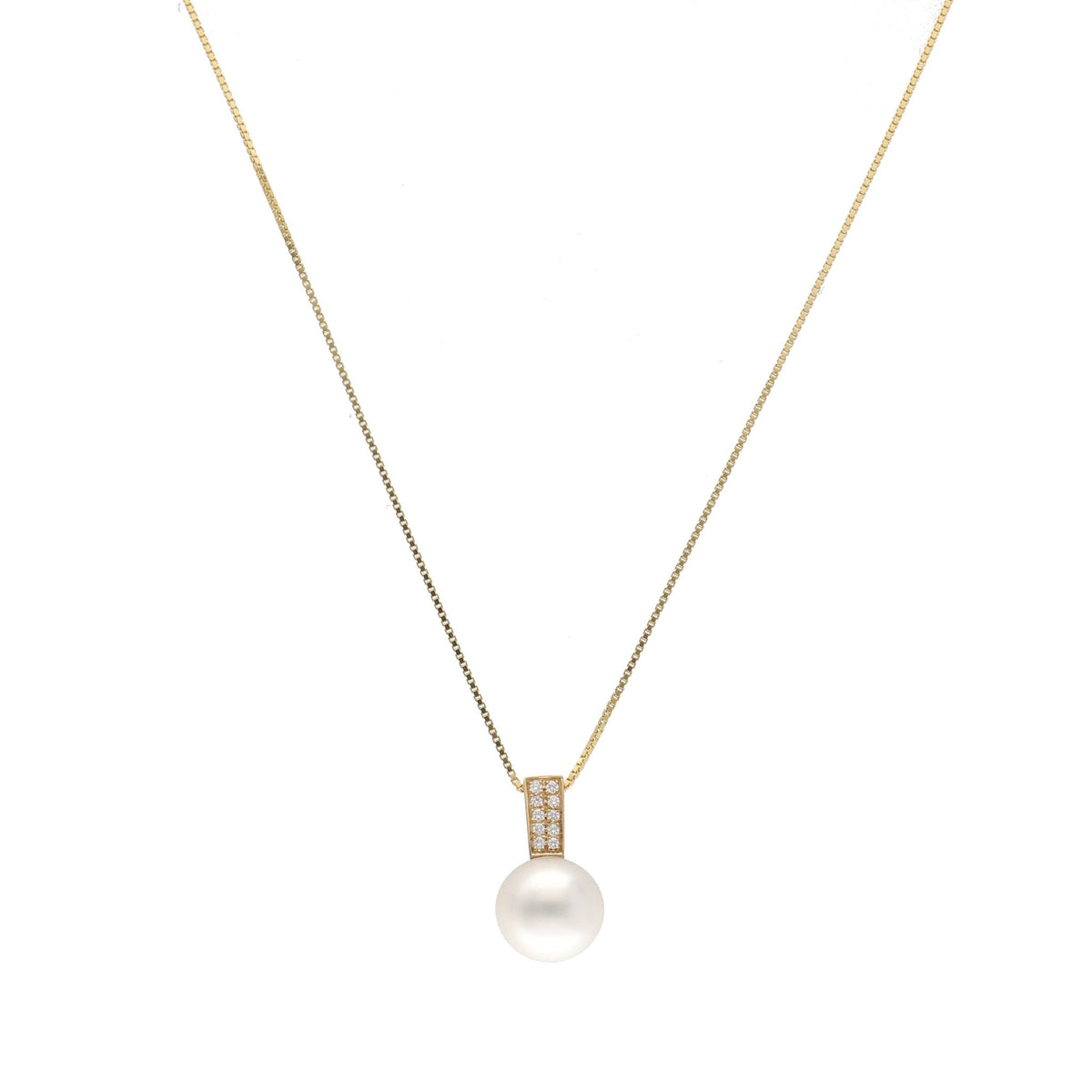 Collar Oro Amarillo Perla Southsea y Brillantes CO-11882 - Joyería Rometsch