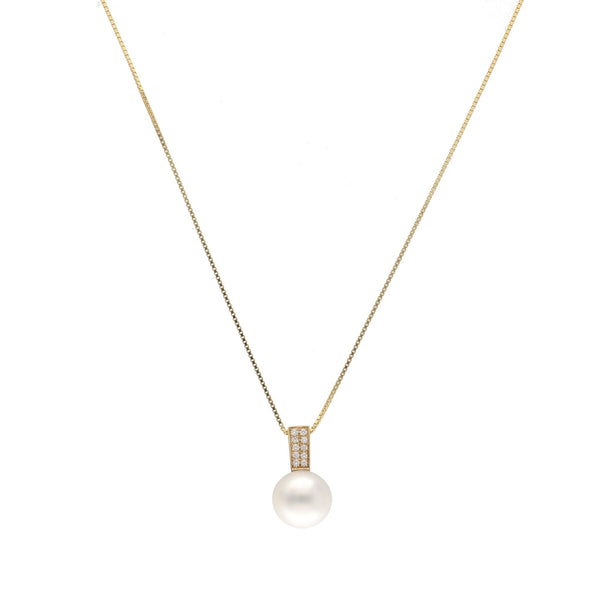 Collar Oro Amarillo Perla Southsea y Brillantes CO-11882 - Joyería Rometsch