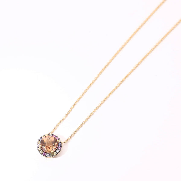 Collar Oro Amarillo Turmalina, Zafiro Azul,Rosa,Amarillo y Brillantes CO11960 - Joyería Rometsch