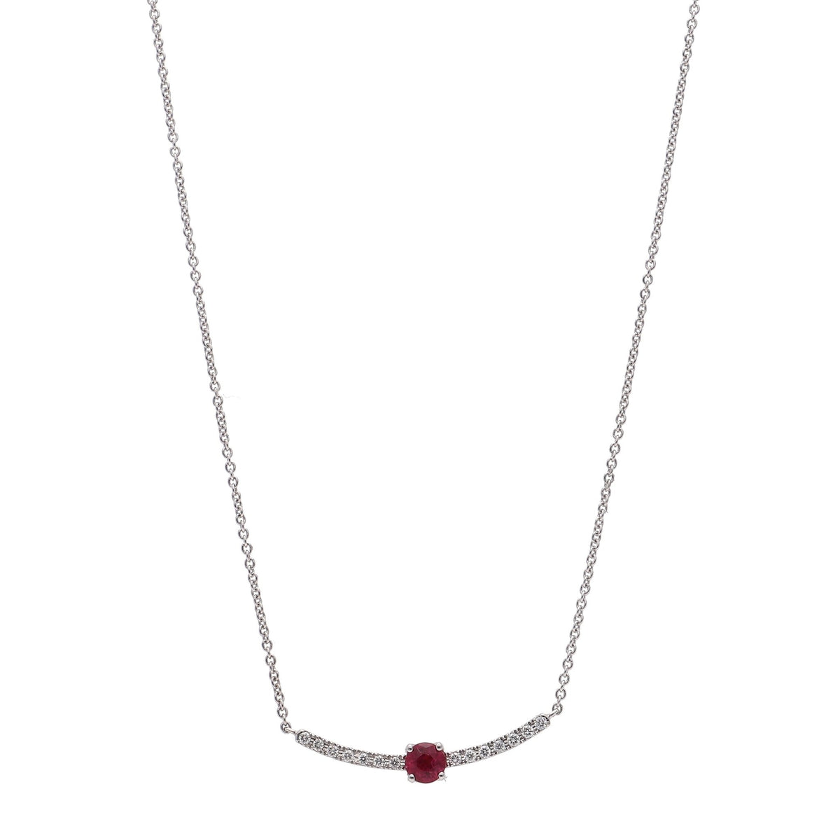 Collar Oro Blanco 14kt Rubí y Brillantes CO11964 - Joyería Rometsch