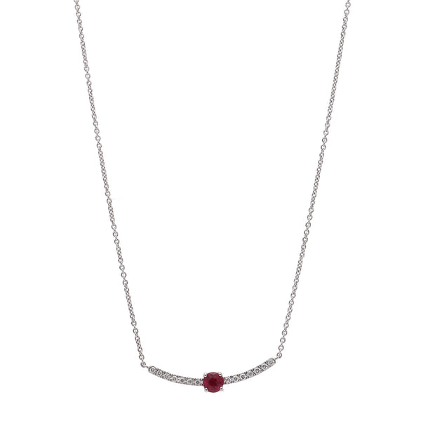 Collar Oro Blanco 14kt Rubí y Brillantes CO11964 - Joyería Rometsch