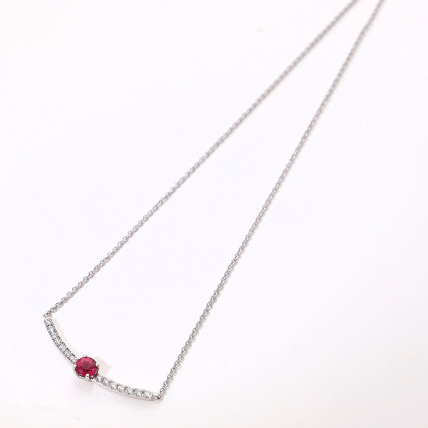 Collar Oro Blanco 14kt Rubí y Brillantes CO11964 - Joyería Rometsch