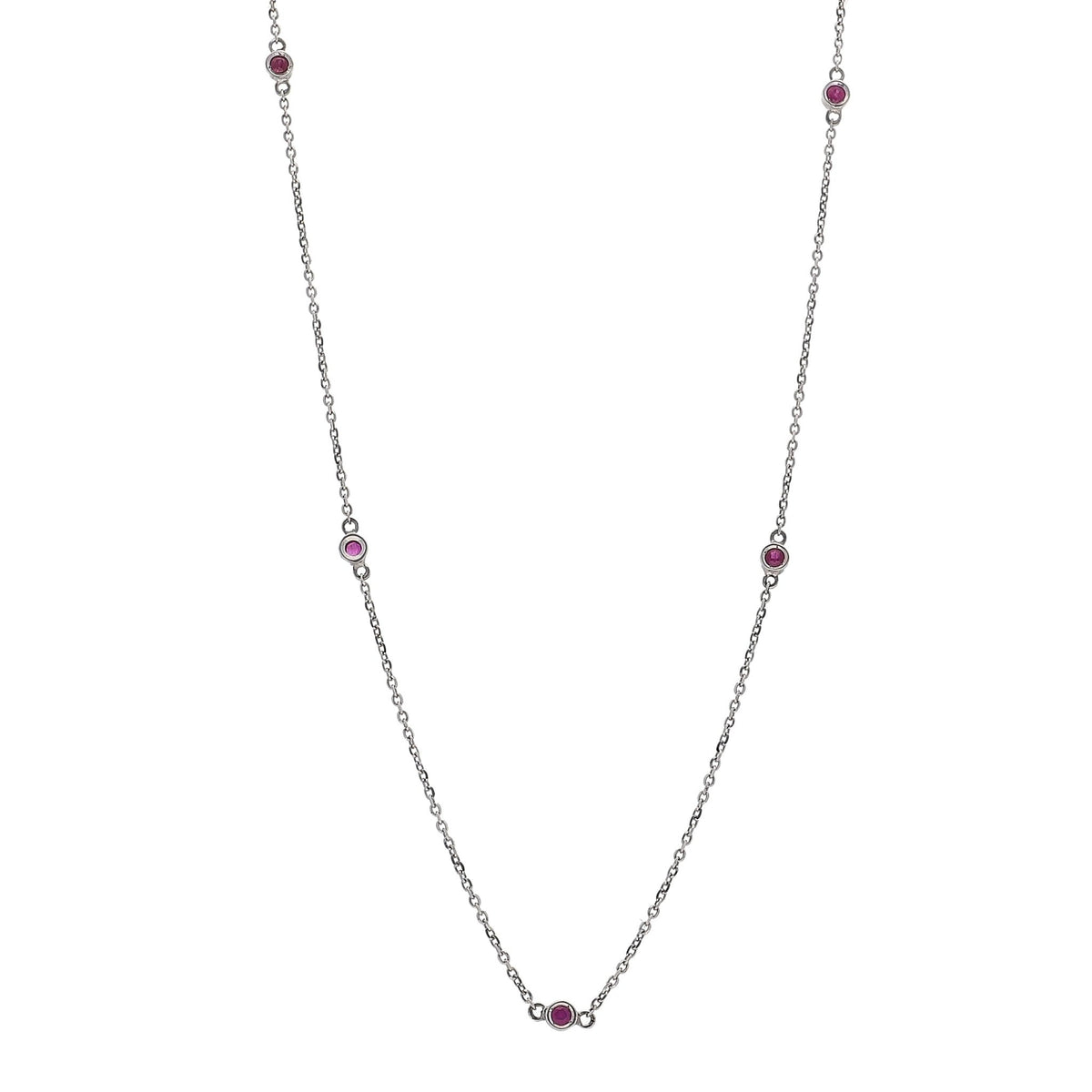 Collar Oro Blanco con Rubi, CO6859 - Joyería Rometsch