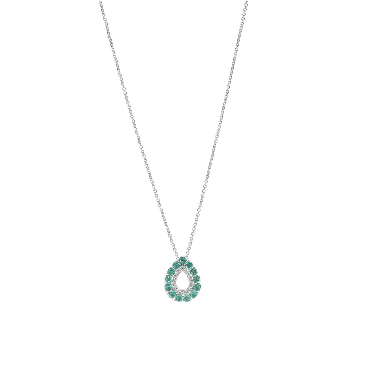 Collar Oro Blanco Esmeralda y Brillantes CO11913 - Joyería Rometsch
