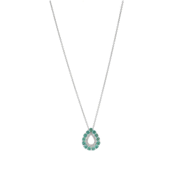 Collar Oro Blanco Esmeralda y Brillantes CO11913 - Joyería Rometsch