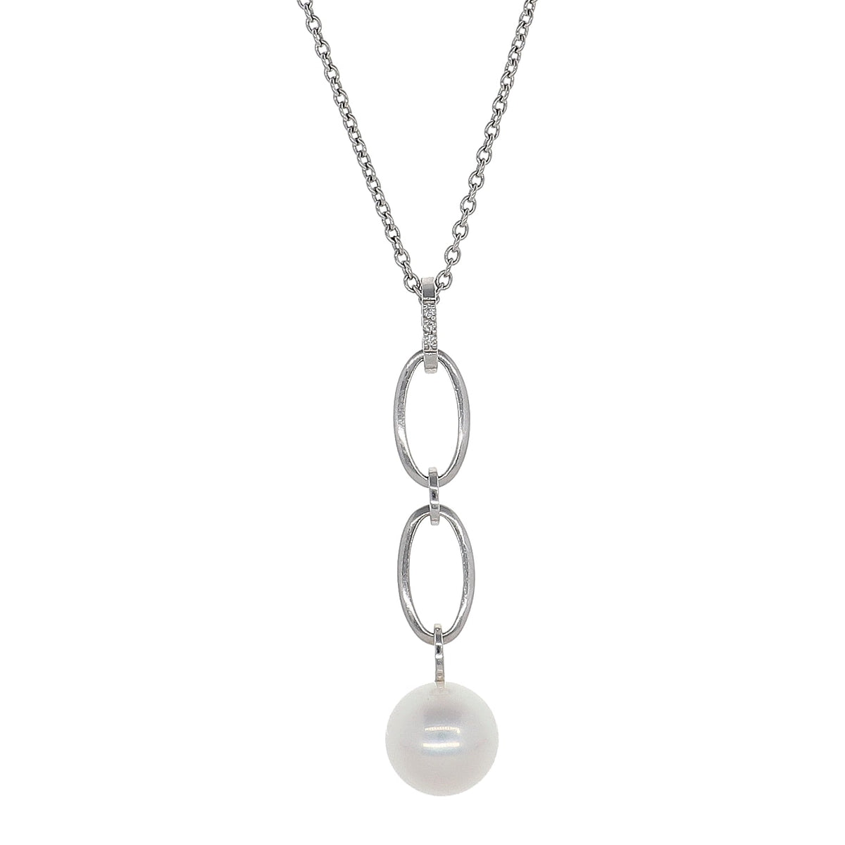Collar Oro Blanco Perla y Diamantes, CO0812442 - Joyería Rometsch