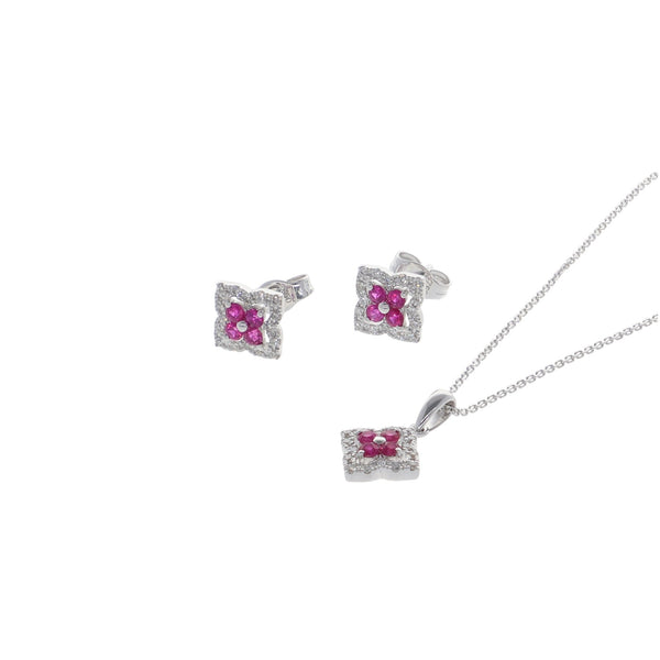 Collar Oro Blanco Rubí y Brillantes CO11064 - Joyería Rometsch