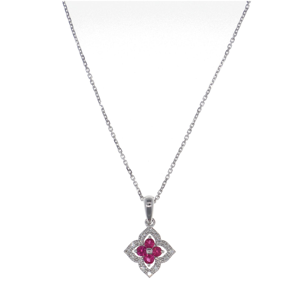 Collar Oro Blanco Rubí y Brillantes CO11064 - Joyería Rometsch