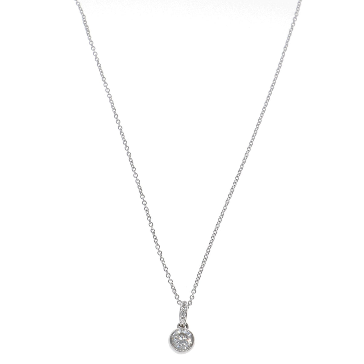 Collar Oro Blanco y Brillante Punto de Luz CO10206 - Joyería Rometsch