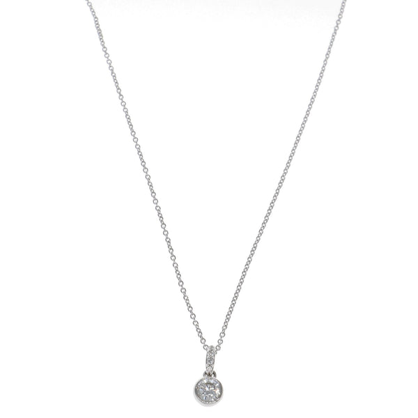 Collar Oro Blanco y Brillante Punto de Luz CO10206 - Joyería Rometsch