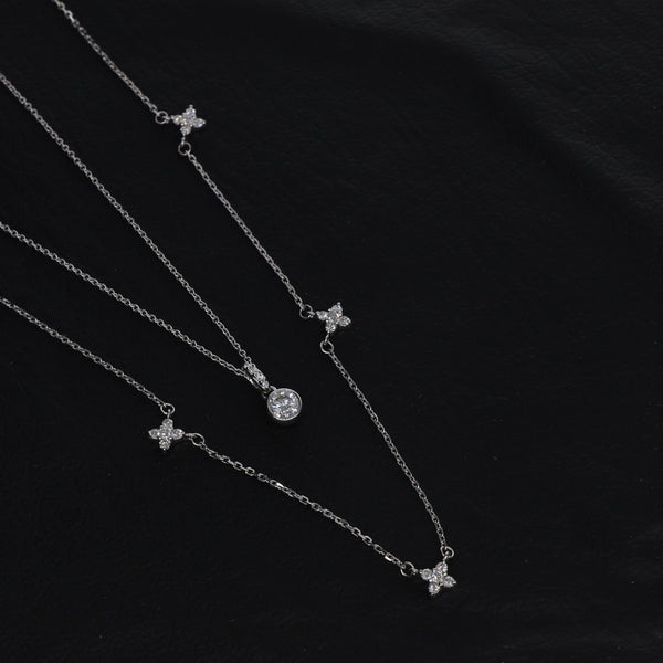 Collar Oro Blanco y Brillante Punto de Luz CO10206 - Joyería Rometsch