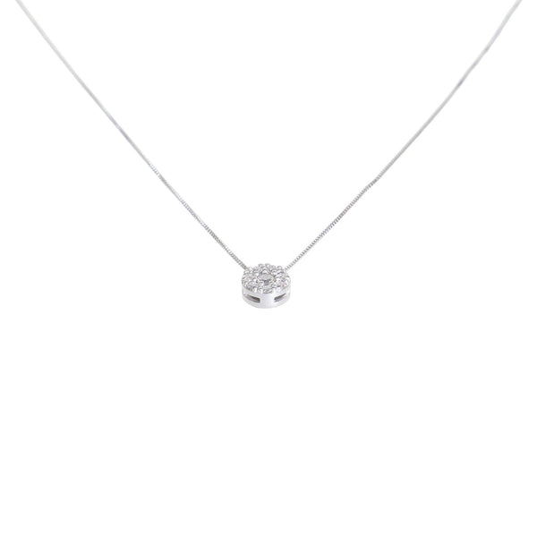 Collar Oro Blanco y Brillantes Halo CO12861 - Joyería Rometsch